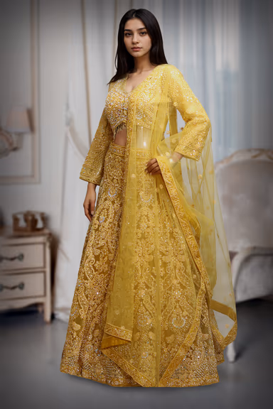 Yellow Color Lehenga With Intricate Stone Work And Threadwork Details — view 3 of 3