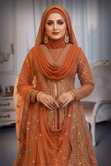 Heavy Zari Embroidered Arabic Lehenga  with Dupatta — view 3 of 4