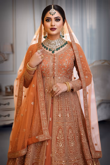 Heavy Zari Embroidered Arabic Lehenga  with Dupatta — view 1 of 4