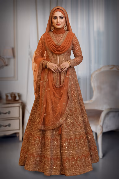 Heavy Zari Embroidered Arabic Lehenga  with Dupatta — view 4 of 4