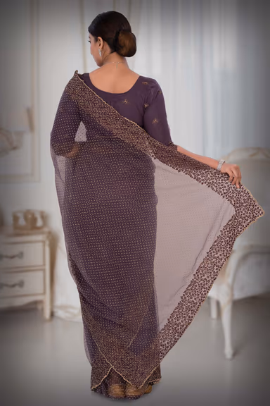 Purple  Net  Saree — view 4 of 6
