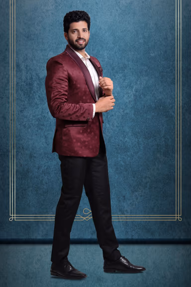 Wine Silky Jacquard Noble Blazer — view 6 of 6