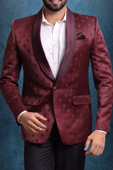 Wine Silky Jacquard Noble Blazer — view 5 of 6