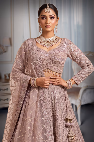 Champagne Embroidered Bridal Lehenga — view 1 of 3
