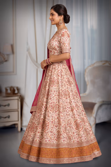 Crimson Red Embroidered Lehenga with Stonework and Border Dupatta — view 3 of 3