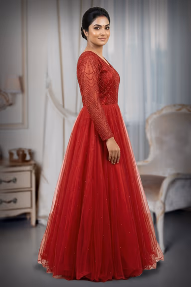 Deep Red Embellished Ball Gown — view 3 of 3