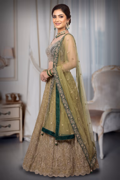 Delightful Haldi Lehenga With A Mix Of Lime Yellow And Green Heavy worked Lehenga — view 3 of 3