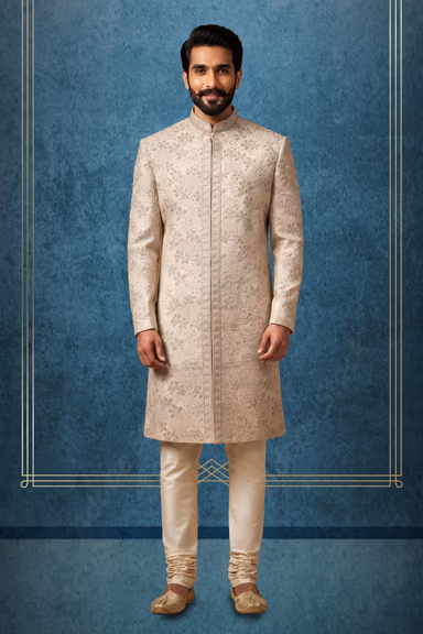 Elegant Ivory Sherwani With Intricate Embroidery For Grand Wedding Occasions — view 1 of 3