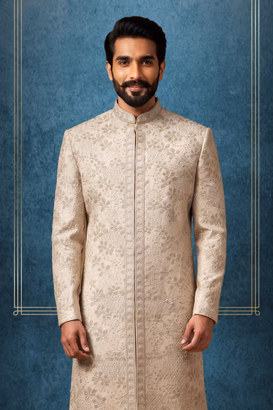 Elegant Ivory Sherwani With Intricate Embroidery For Grand Wedding Occasions — view 2 of 3