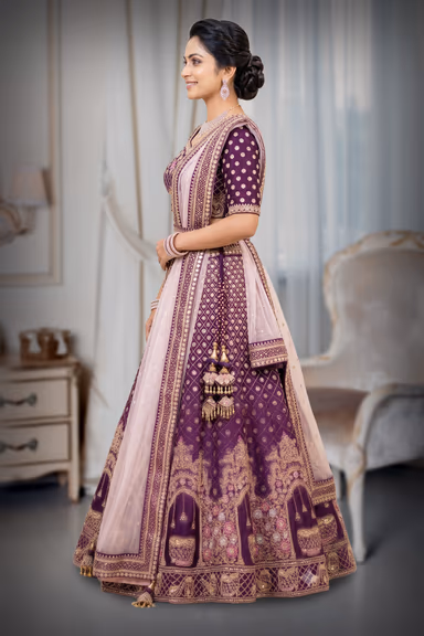 Elegant Lehenga Adorned with Complete Traditional Embroidery for Grand Celebrations — view 3 of 3