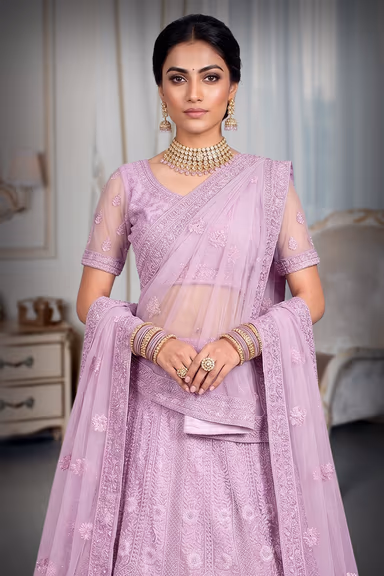 Embrace Ethereal Elegance With This Enchanting Lavender Lehenga Set, Designed To Make You Shine Like Royalty. — view 1 of 2