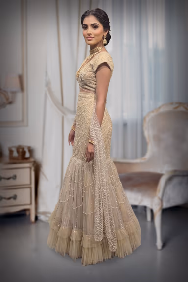 Gold Embroidered Mermaid Lehenga — view 3 of 3