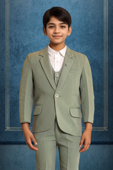 2 pc Moss Green Kids Suit — view 2 of 3