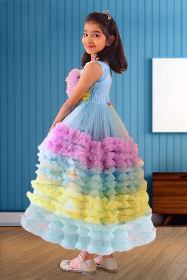 Kids Fuffy-Tulle Multi Color Frock — view 3 of 5
