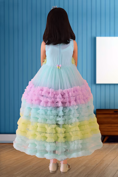 Kids Fuffy-Tulle Multi Color Frock — view 4 of 5