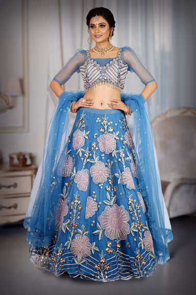 Blue Indowestern Lehenga — view 2 of 4