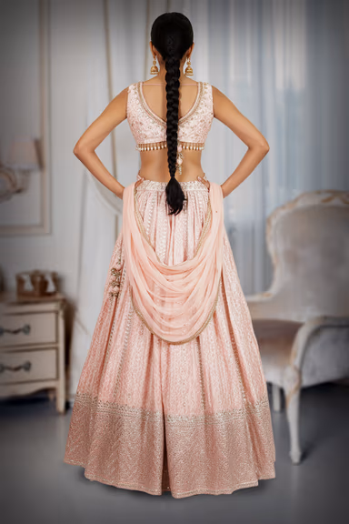 Blush Pink Sequin Embroidered Lehenga Choli — view 4 of 4