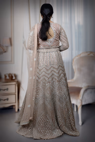 Breathtaking Golden Sequin Lehenga Displaying Geometric Patterns And Luxurious Craftsmanship Designed To… — view 4 of 4