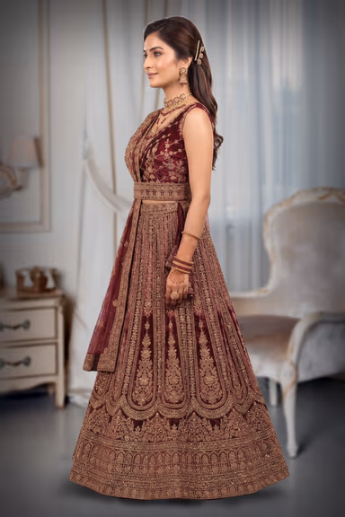 Bright Wine Bridal Lehenga — view 3 of 3