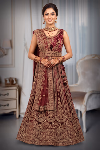 Bright Wine Bridal Lehenga — view 2 of 3