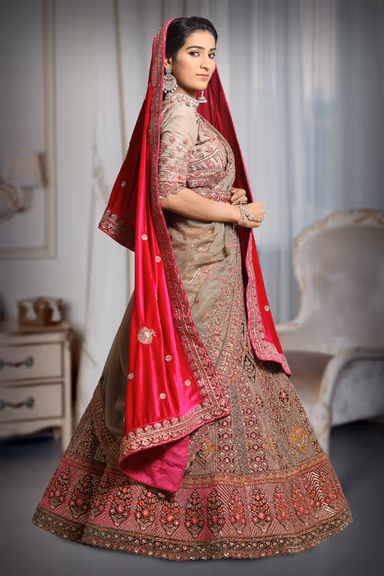 Chikku colour multicolour  heavy embroidery and sequins work lehenga — view 3 of 5
