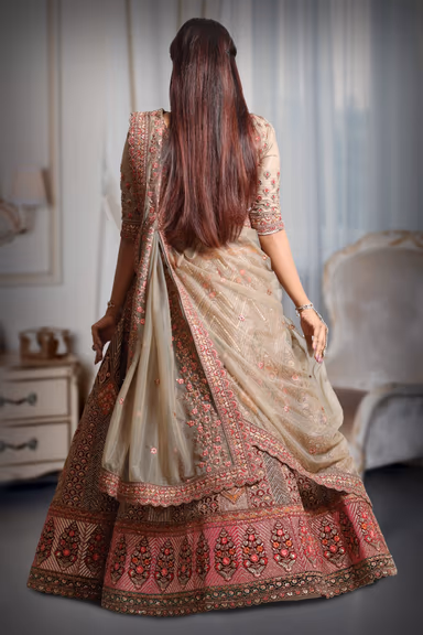 Chikku colour multicolour  heavy embroidery and sequins work lehenga — view 5 of 5