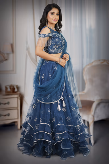 Dark Blue Contemperay Lehenga — view 3 of 3