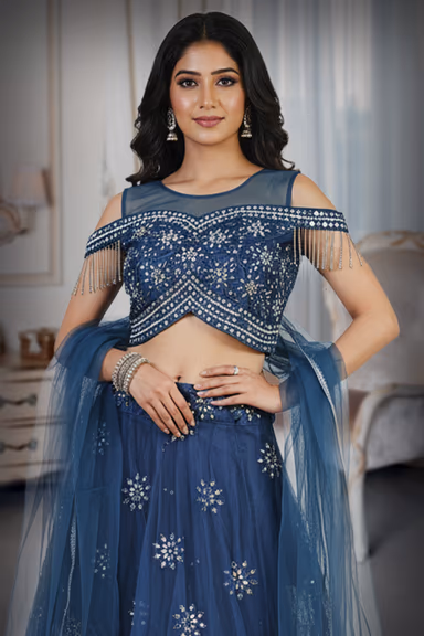 Dark Blue Contemperay Lehenga — view 1 of 3