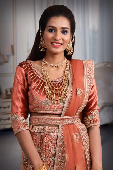 Dark Peach embroidery heavy border lehenga — view 1 of 4
