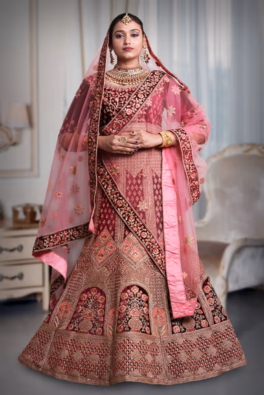 Dark purple jarkan & heavy thread work lehenga — view 2 of 5