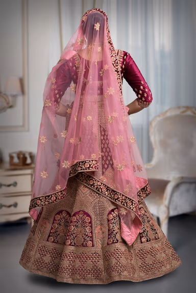 Dark purple jarkan & heavy thread work lehenga — view 5 of 5