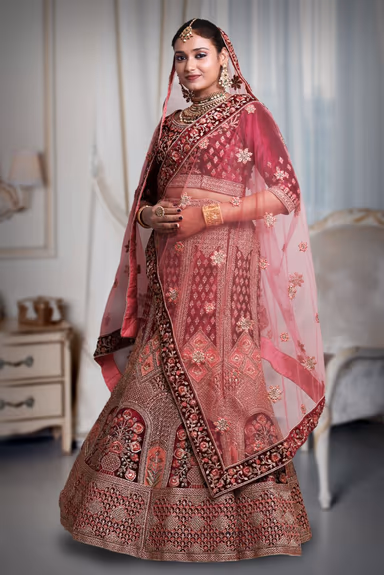 Dark purple jarkan & heavy thread work lehenga — view 3 of 5