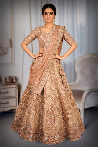 Dazzling Golden Wedding Lehenga — view 2 of 2