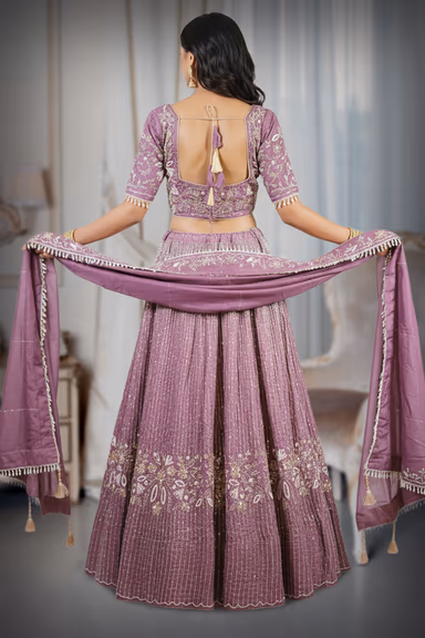 Dusty Mauve Embroidered Lehenga — view 3 of 3