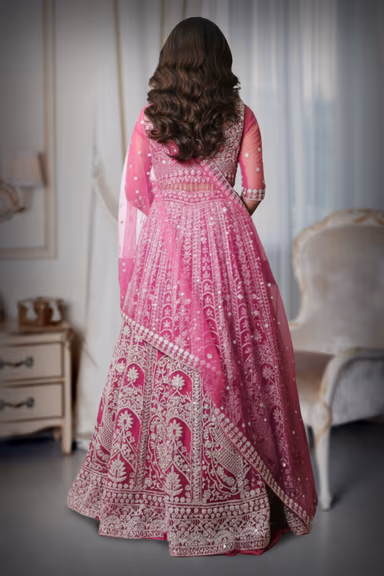 Elevate Your Wedding Look With This Dark Pink Ensemble And Heavy Embellishments — view 3 of 3