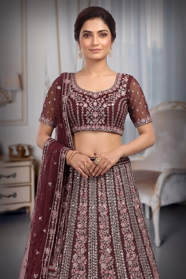 Heavy Embroidered Bridal Lehenga With Mirror Work Details All Over the Skirt And  Blouse Along WIth Detailed… — view 1 of 3