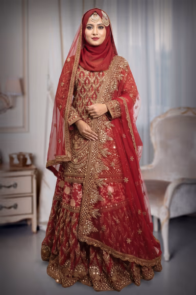 Heavy Embroidered Elegant Gharara Lehenga set with duppatta — view 6 of 7