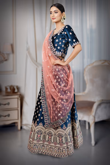 Enchanted Midnight Blue Lehenga — view 3 of 4