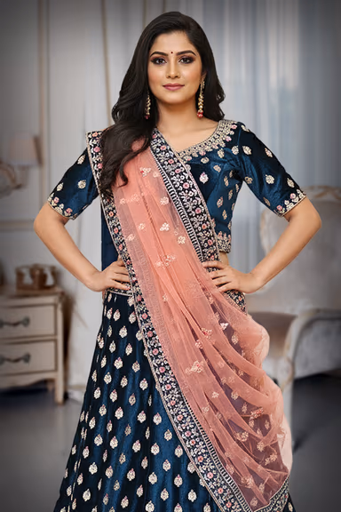 Enchanted Midnight Blue Lehenga — view 1 of 4