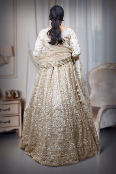 Exquisite White Lehenga Choli Showcases Detailed Handcrafted Stone Work Designs — view 3 of 3