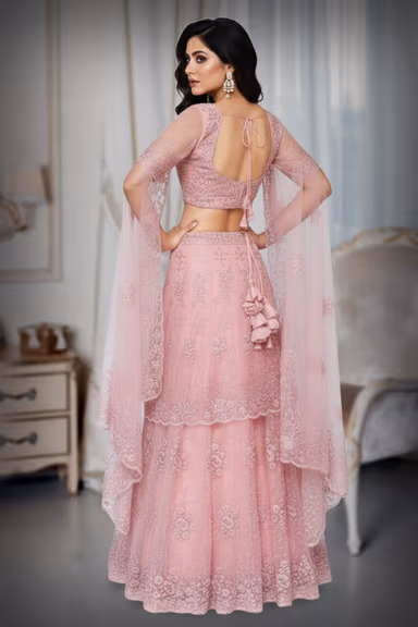 Floral embrodered lehenga with shiny — view 4 of 4