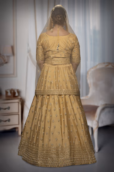 Golden Jarkan Stone Silk Lehenga — view 5 of 6