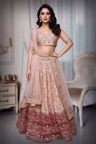 Hand made Zardosi work in the shade of peach — view 2 of 4