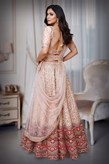 Hand made Zardosi work in the shade of peach — view 4 of 4
