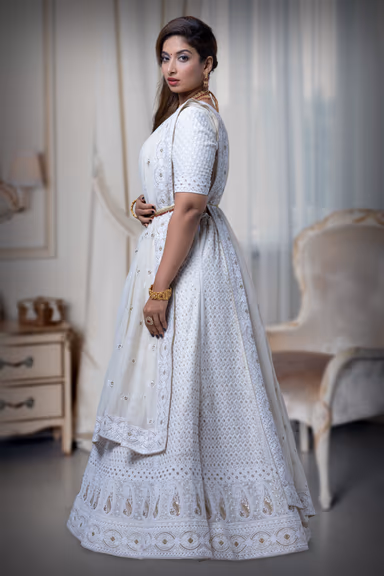 Ivory Chikankari Work Lehenga — view 6 of 6