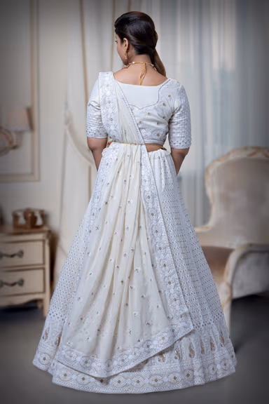 Ivory Chikankari Work Lehenga — view 5 of 6