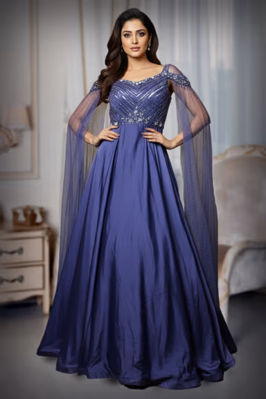 Lavender Gown with Sequin and Bead Embellishment — view 2 of 4