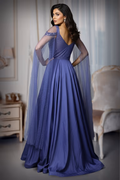 Lavender Gown with Sequin and Bead Embellishment — view 4 of 4