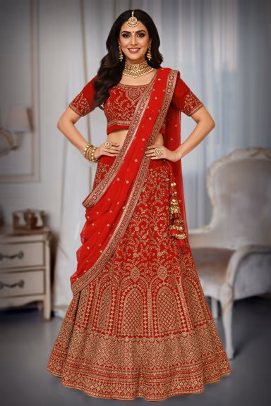 Luxurious Panne Velvet Lehenga with Intricate Wirework and Stone Embellishments for Grand Celebrations — view 2 of 4