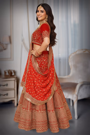 Luxurious Panne Velvet Lehenga with Intricate Wirework and Stone Embellishments for Grand Celebrations — view 4 of 4